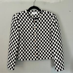 MANGO Checkerboard Black White Check Jacket Blazer NEW Large